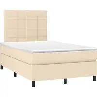 Syfax Boxspringbett mit Matratze Creme 120x190 cm Stoff