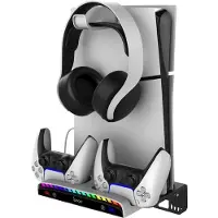 IPEGA P5S011 Wall Mount Stand for PS5/PS5 Slim with Dual Charger Dock for PS5 Controller