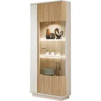 Die Möbelfundgrube Vitrine mit Glastür Beige-Kaschmir - Eiche - Breite 62 cm - MOSANO