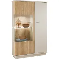 Die Möbelfundgrube Vitrine mit Glastür Beige-Kaschmir - Eiche - Breite 87 cm - MOSANO