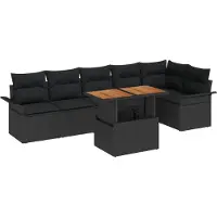 vidaXL Gartensofa-set 7 Stk. Schwarz Poly-Rattan