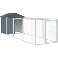 vidaXL Hundehütte mit Dach Anthrazit 117x405x123 cm Verzinkter Stahl
