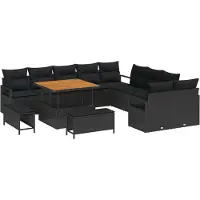 vidaXL Garten-Sofa-Set 13 stk. 12-Sitzanzahl Schwarz