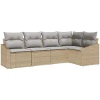 vidaXL Sofa Set 5 stk. Beige [Synthetisch]: Poly Rattan