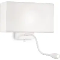 Ideal Lux Moderne Hotel Metall Wandleuchte Weiß 2 Lichter E27+Led 1,5W