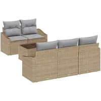 vidaXL Sofa Set 6 Stk. Beige und Hellgrau [Synthetisch]: Poly Rattan