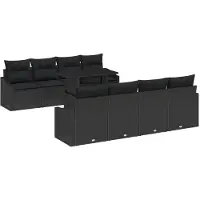 vidaXL Gartensofa-set 7 Stk. Schwarz Poly-Rattan
