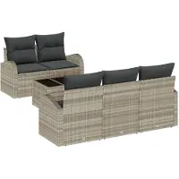 vidaXL Gartensofa-set Hellgrau 55 x 55 x 37 cm Poly-Rattan