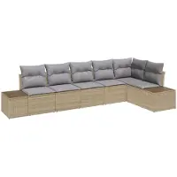 vidaXL Gartensofa-set 6 stk. Beige und Hellgrau Poly-Rattan