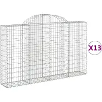 vidaXL Gabionen mit Hochbogen 13Stk. 200x30x120/140cm Verzinktes Eisen