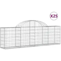 vidaXL Gabionen mit Hochbogen 25 Stk. 200x30x60/80 cm Verzinktes Eisen