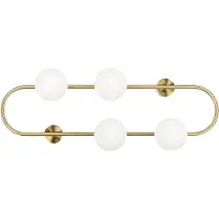 Beliani Wandleuchte Gold Metall mit Weißen Glasschirmen Kugelförmig 4-Flammig Modern Wandbeleuchtung Wohnzimmer Schlafzimmer Flur Diele