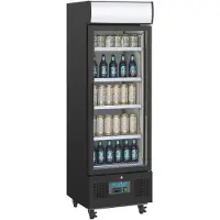 Polar Gastro Kühlschrank mit Rollen - 218 Liter, Leuchtkasten, schwarz