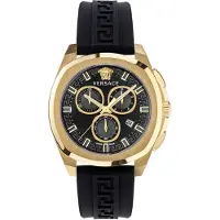 Versace VE7CA0423 Chrono Geo gold schwarz Kautschuk Herren Uhr NEU