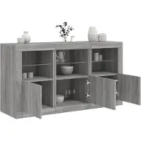 vidaXL Sideboard mit LED-Leuchten Grau Sonoma 123x37x67 cm
