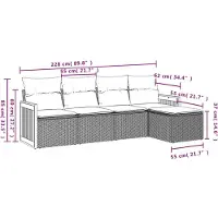 vidaXL 5-tlg. Garten-Sofagarnitur mit Kissen Beige Poly Rattan