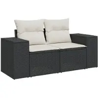 vidaXL 8-tlg. Garten-Sofagarnitur mit Kissen Schwarz Poly Rattan