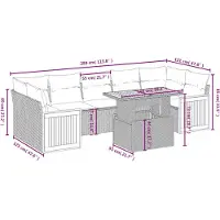 vidaXL 8-tlg. Garten-Sofagarnitur mit Kissen Schwarz Poly Rattan