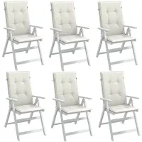 vidaXL Hochlehner-Auflagen 6 Stk. Melange Creme 120x50x4 cm Stoff