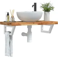 vidaXL Waschbeckenregal Wandmontage Stahl und Akazienholz