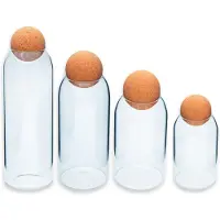 Intirilife Aufbewahrungsbehälter Set aus Glas mit Kork-Kugel 4-teiliges Set - 1.2 L / 930 ml / 670 ml / 400 ml Füllmenge - Vorratsbehälter Glasdosen für Lebensmittel Süßigkeiten Gewürze Kaffee Zucker