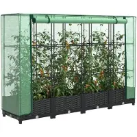 vidaXL Hochbeet mit Gewächshausabdeckung Rattanoptik 160x40x123 cm