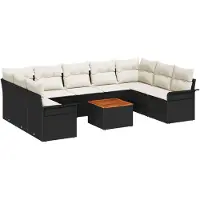 vidaXL Gartensofa-set 10 stk. Schwarz Poly-Rattan