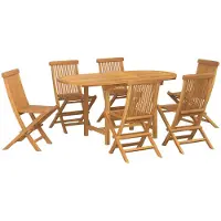 vidaXL Garten Essgruppe 7 pcs Braun Massivholz Teak