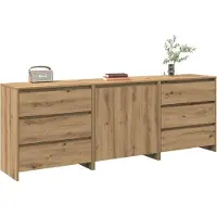 vidaXL 3-tlg. Sideboard Artisan-Eiche Holzwerkstoff