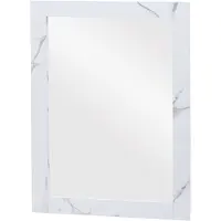 Mendler Wandspiegel HWC-L86, Badezimmer Badspiegel Spiegel Badmöbel, MVG- 72x52cm Marmor-Optik weiß