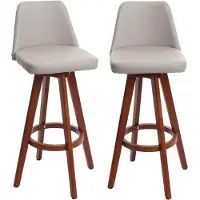 Mendler 2er-Set Barhocker HWC-C43, Barstuhl Tresenhocker, Holz Kunstleder drehbar MVG- taupe
