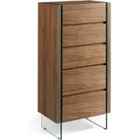 Angel Cerdá Chiffonier 7041 in Glas / Walnuss – (B)58 x (H)119 x (T)39 cm | Gr.: onesize
