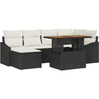 vidaXL Garten-Sofa-Set 7 stk. Schwarz Poly Rattan