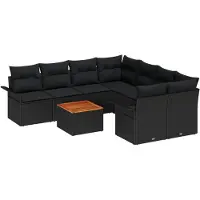 vidaXL Gartensofa-set 9 Stk. Schwarz Poly-Rattan