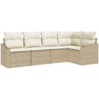 vidaXL Sofa Set 5 stk. Beige [Synthetisch]: Poly Rattan