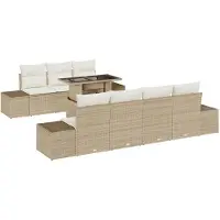 vidaXL Sofa Set mit Kissen 8 pcs Beige und Creme Poly-Rattan