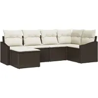 vidaXL Sofa Set mit Kissen 6 pcs Braun Poly-Rattan