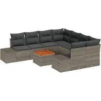 vidaXL Gartensofa-set 9 stk. Grau Poly-Rattan