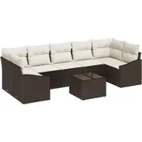 vidaXL Sofa Set mit Kissen Braun und Creme 55 x 55 x 37 cm Poly Rattan