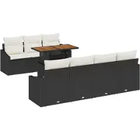 vidaXL Gartensofa-set 8 Stk. Schwarz und Creme