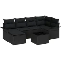 vidaXL Gartensofa-set 7 stk. Schwarz Poly-Rattan