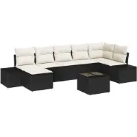 vidaXL Gartensofa-set 8 Stk. Schwarz Poly-Rattan