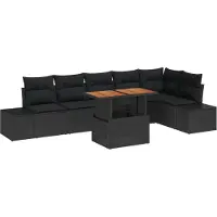 vidaXL Gartensofa-set 7 Stk. Schwarz und Braun