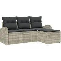 vidaXL Gartensofa-set Hellgrau Poly-Rattan
