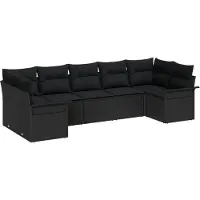 vidaXL Gartensofa-set 7 stk. Schwarz Poly-Rattan