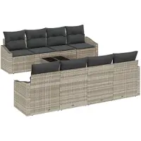vidaXL Sofa Set 7 Stk. Hellgrau und Dunkelgrau Poly-Rattan