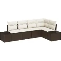 vidaXL Gartensofa-set 5 stk. Braun und Creme Poly-Rattan