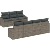 vidaXL Sofa Set 8 Stk. Grau [Synthetisch]: Poly Rattan
