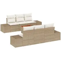 vidaXL Gartensofa-set 7 stk. Beige und Creme Poly-Rattan