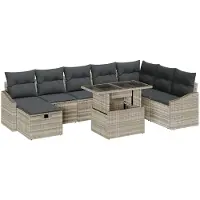 vidaXL Gartensofa-set 9 stk. Poly-Rattan